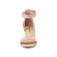 thumbnail image 6 of BLISSFUL STEP Women's Ankle Buckle Strap Chunky Heel Sandal Shoes Light Pink 8, 6 of 7