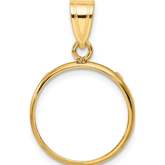 14K Yellow Gold Wideband Distinguished Coin Jewelry 14Ky Polished Prong 16.5Mm Bezel Pendant (Width 17.6) (Length 27.5) - Jbsp