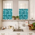 thumbnail image 3 of 3 Piece Kitchen Curtains and Valances Set Green Cafe Curtains 36 Inch Length Modern Geometric Fish Scale Abstract Moroccan Valance & Tier Curtain for Living Room Bedroom Window 54"x18"+27"x36"*2, 3 of 6