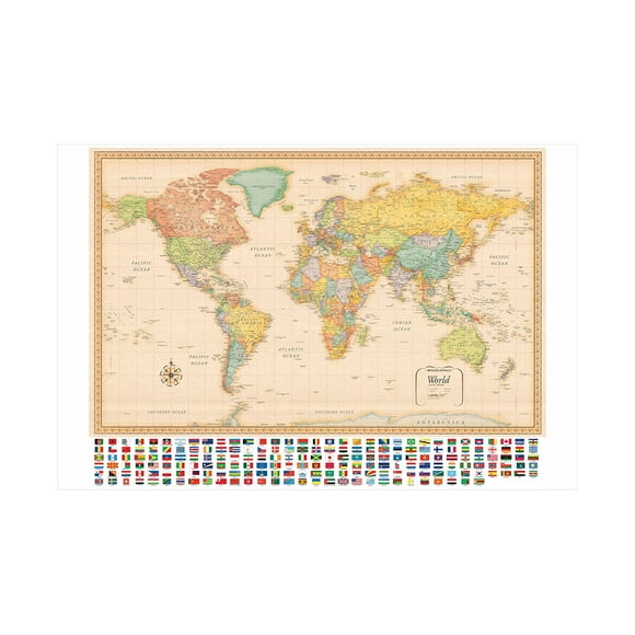 WCIC World Maps Wall Hanging Wall Art Wall Decor for Living Room Bedroom Kids Study 3ft x 2ft