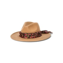 The Pioneer Woman Fedora Hat with Scarf Band, Camel