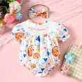 thumbnail image 2 of GPOECD Girls Short Sleeve Easter Cartoon Prints Romper Bodysuits Headbands Set Short Sleeve Rompers for Children White-E,12-18 Months, 2 of 6