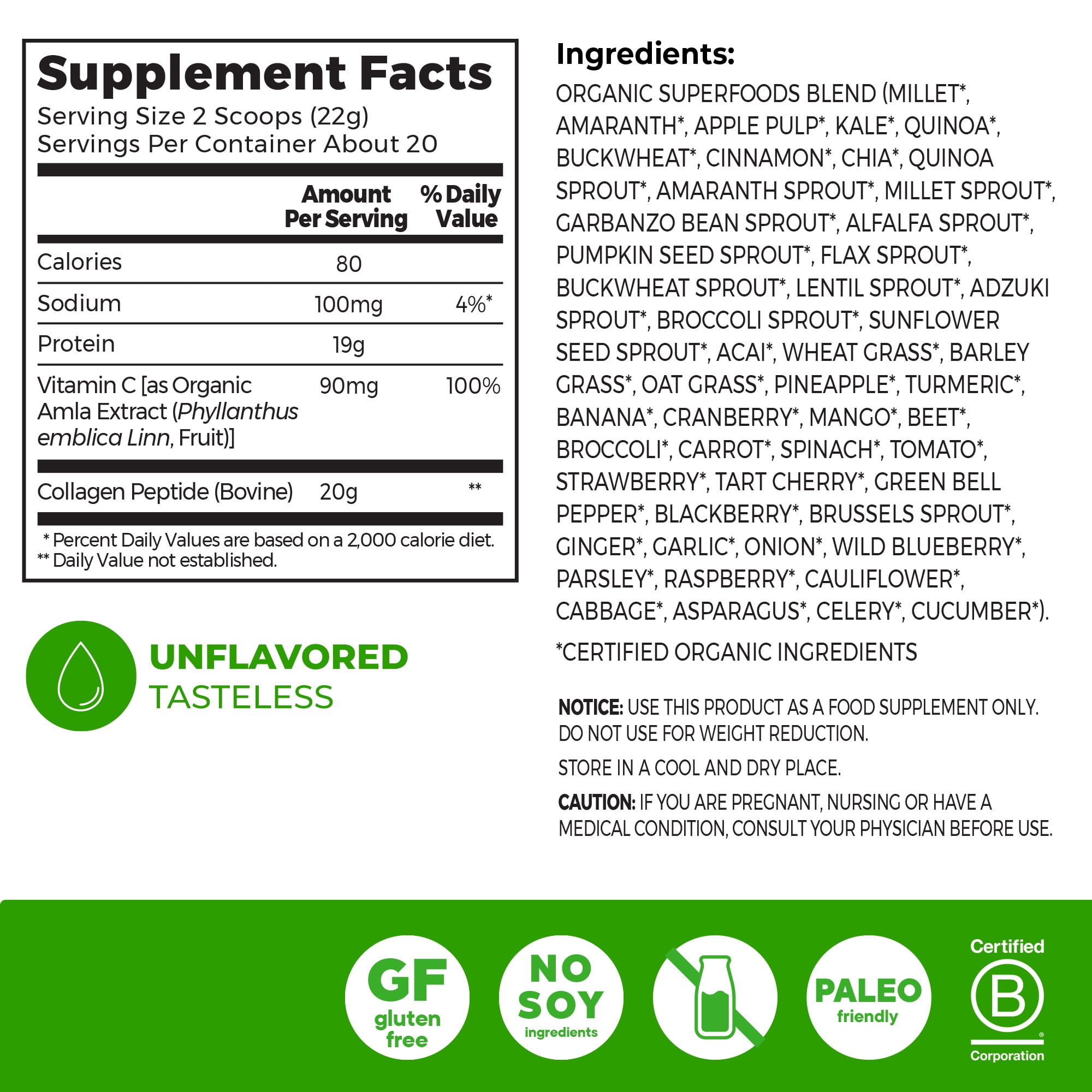 Orgain ® Collagen Peptides + 50 Superfoods Powder - Unflavored