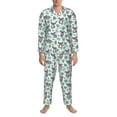 thumbnail image 3 of Honeii Bears and Tropical Leaves Pattern Mens Pajamas Set,2pcs Men's Lounge Long Sleeve Sleep Shirt and Pajama Bottoms Sleepwear Set,Mens Pjs Sets-Large, 3 of 7