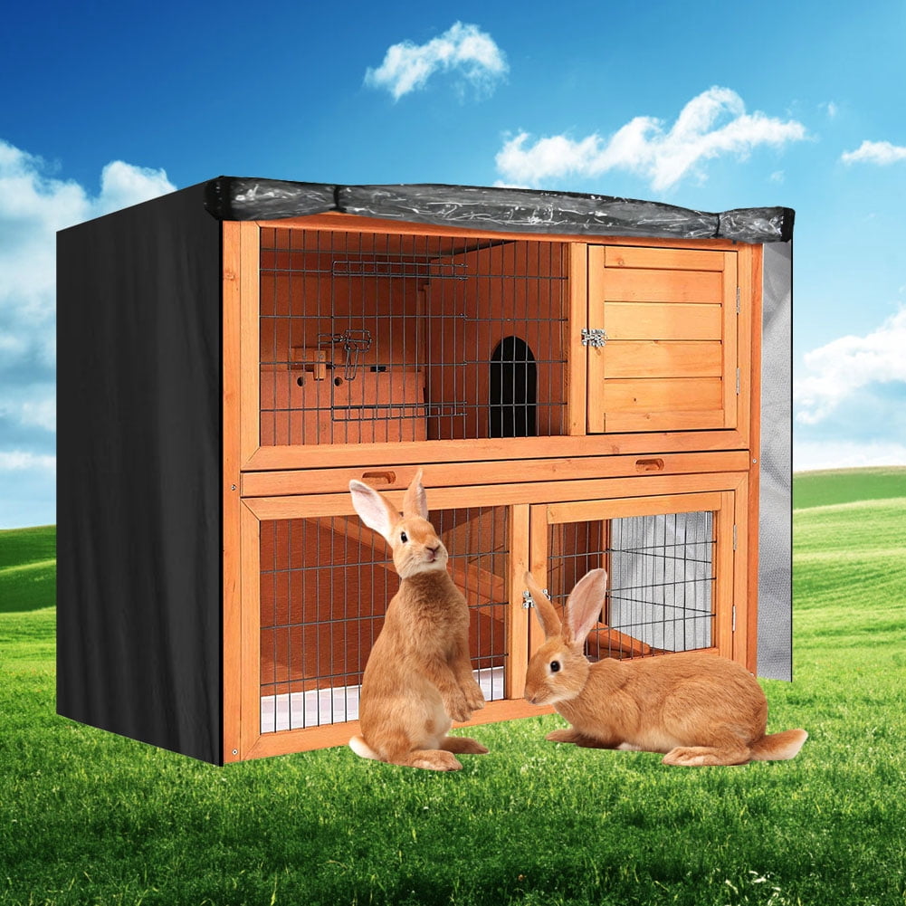 M Buder Oxford Cloth Double Layer Rabbit Hutch Dust Proof Cover Accessory for Poultry Cage Waterproof Weatherproof Protection Outdoor Black 48 x 19.7 x 41.3 inches / 122 x 50 x 105 cm Large Size