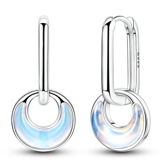 MULA Fine Original 925 Sterling Silver Hoop Earrings Moon Circle for Women Jewelry Gift