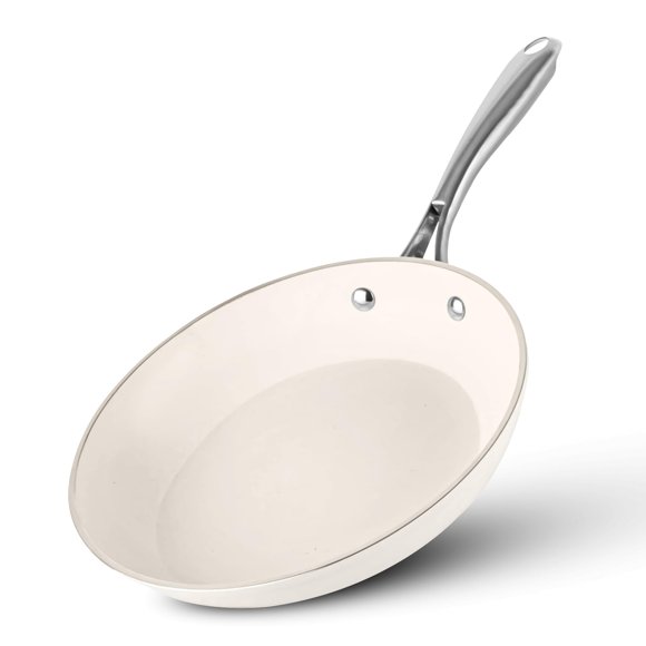 Sartén Gotham Steel de 25 cm, antiadherente, cerámica, color crema