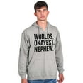 thumbnail image 3 of Worlds Okayest Nephew Aunt Uncle Joke Men's Big & Tall Graphic Zip Up Hoodie Brisco Brands 3X, 3 of 5