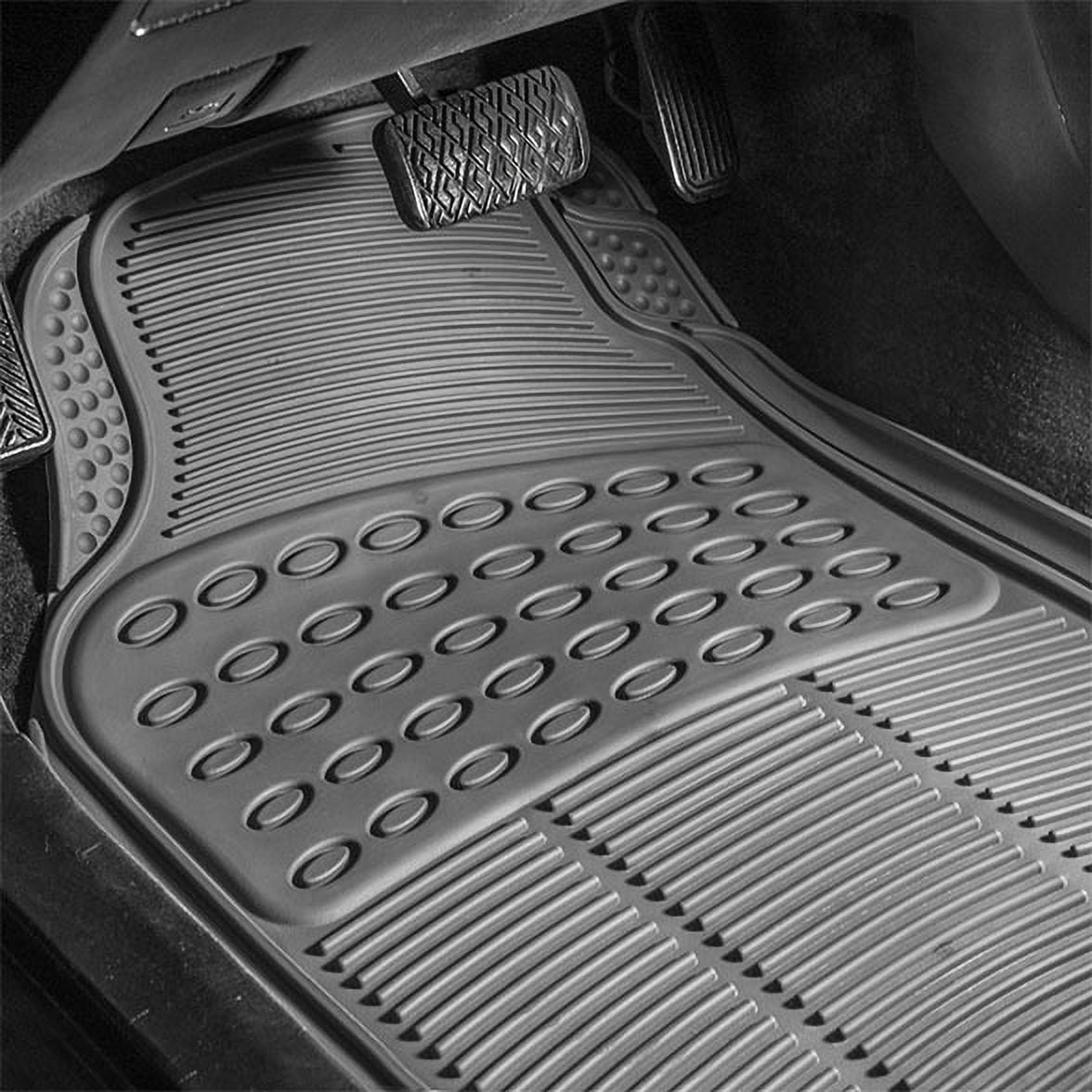 FH Group Climaproof Vinyl Gray Car Floor Mats, Universal Fit 3pc Full Set with Air Freshener