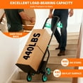 thumbnail image 6 of Towallmark Heavy Duty 6-Wheel Stair Climbing Hand Truck, 440 lb Capacity, Convertible Platform Dolly with Telescoping Handle for Industrial, Home & Warehouse Moving– Black+Green, 6 of 8