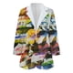 thumbnail image 3 of Moda mujer traje de negocios Color sólido costura Plaid impreso manga larga cárdigan abrigo Top Fridja hkj3660, 3 of 4