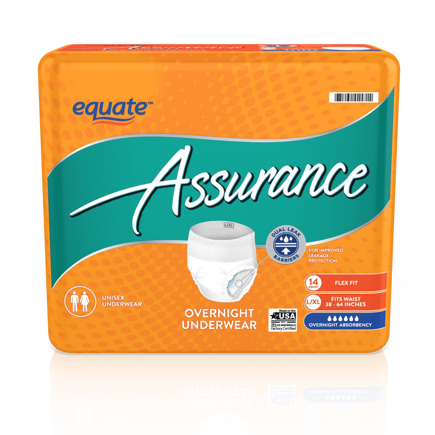 Assurance Unisex Overnight Underwear, Overnight Absorbency, L/XL, 14 Count  