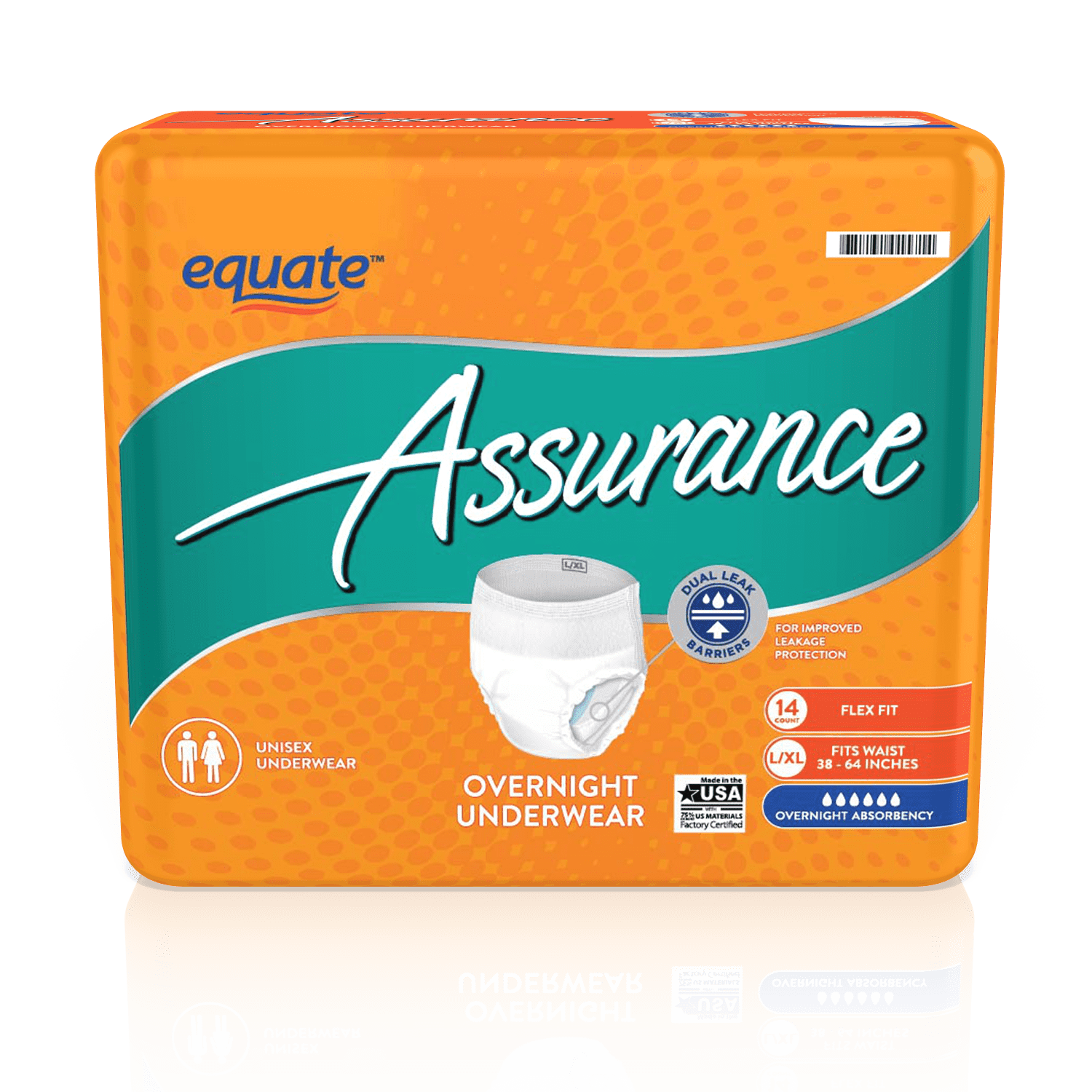 Assurance Unisex Underwear, Overnight Absorbency, L/XL, (56 Count)