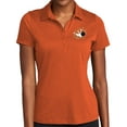 thumbnail image 2 of Ladie's Crashing Bowling Pins Moisture-Wicking Performance Polo Shirt, Small Texas Orange, 2 of 3