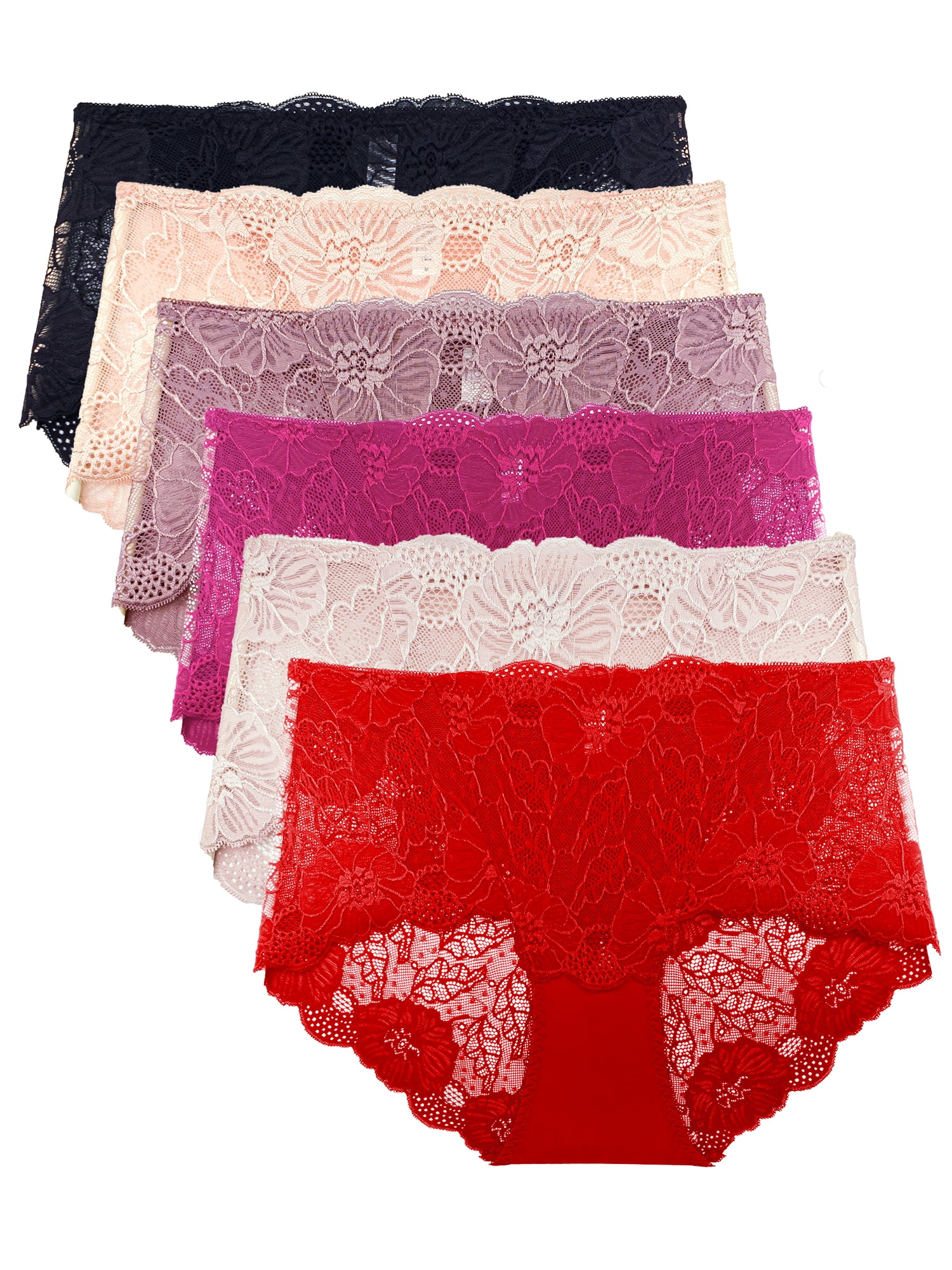 Barbras 6 Pack of Womens Regular /& Plus Size Lace Boyshort Panties