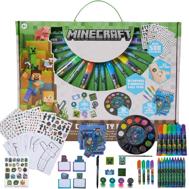 Set de arte con diseños innovadores de Minecraft con pegatinas y tatuajes