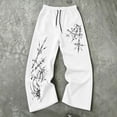 thumbnail image 6 of ibiyuan Men's Y2k Spiderweb Graphic Baggy Sweatpants Elastic Waist Wide Leg Active Track Pants Streetwear, 6 of 7
