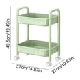 thumbnail image 2 of Two Tier Plastic Rolling Cart With Locking Swivel Casters, Lightweight Sturdy Large Capacity, Easy Assembly Handle Design, Mobile Storage, For Kitchen Office Bedroom Pantry Laundry Room Organization, 2 of 7