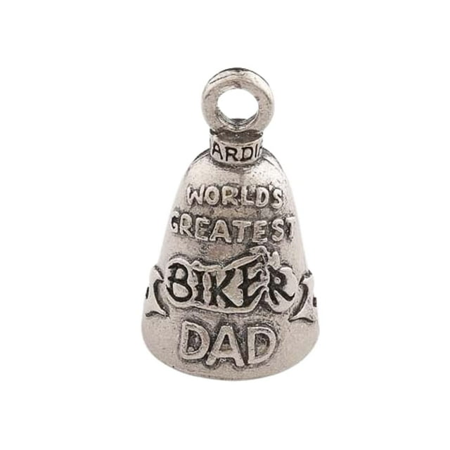 Guardian Bell World's Greatest Biker Dad Keychain - Lead-Free Pewter Motorcycle Bell for Protection & Good Luck - Made in USA