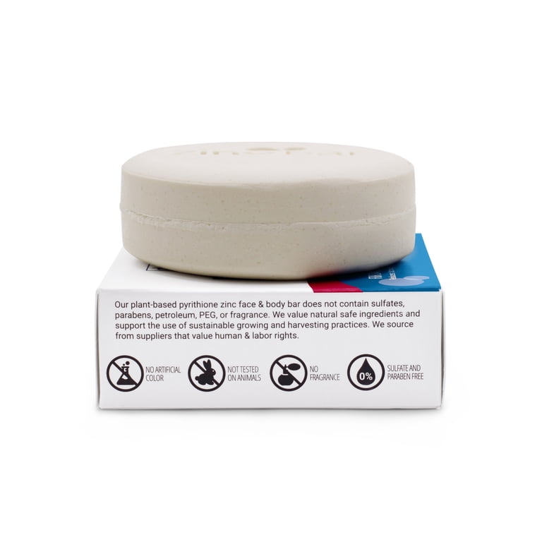 DermaHarmony 2% Pyrithione Zinc Face & Body Bar, Unscented, Non