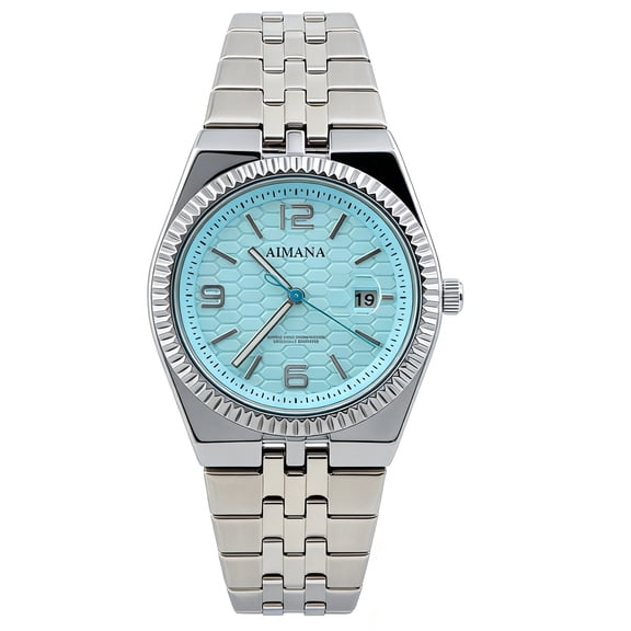 VORSEL Men Stainless Steel Watch Ice Blue Dial 43mm Luminous Hands Date Display