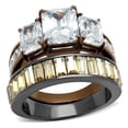 thumbnail image 1 of Femmes IP Light Noir & IP Light Café Anneau en Acier Inoxydable avec AAA Grade CZ en Clair - Taille 5, 1 of 1