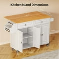 Lofka 52" Kitchen Islands with Storage, Kitchen Island Cart with Wood Drop Leaf, White