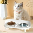 thumbnail image 6 of Elevated Cat Bowl, Raised Cat Food and Water Bowl Set for Indoor Cats, Splash Proof with 2 Stainless Steel Pet Food Bowls for Cats and Puppies, Whisker Fatigue and Dishwasher Safe - White, 6 of 6