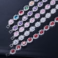 thumbnail image 6 of Silver Plated Multicolored CZ Crystal Oval Flower Charm Bracelet for Women Gift, 6 of 9