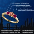 thumbnail image 2 of Gem Stone King 18K Yellow Gold Plated Silver Ecstasy Mystic Topaz and Red Created Ruby Engagement Ring for Women | 1.50 Cttw | Round 5MM | Gemstone November Birthstone | Size 9, 2 of 6