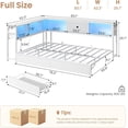 thumbnail image 4 of Full Daybed with Storage Bookcase and Shelves,Full Corner Bed Frame with 2 Storage Drawers, Metal Platform Bed with Charging Station and LED Lights, Corner Bed Frames for Bedroom,Living Room, White, 4 of 9
