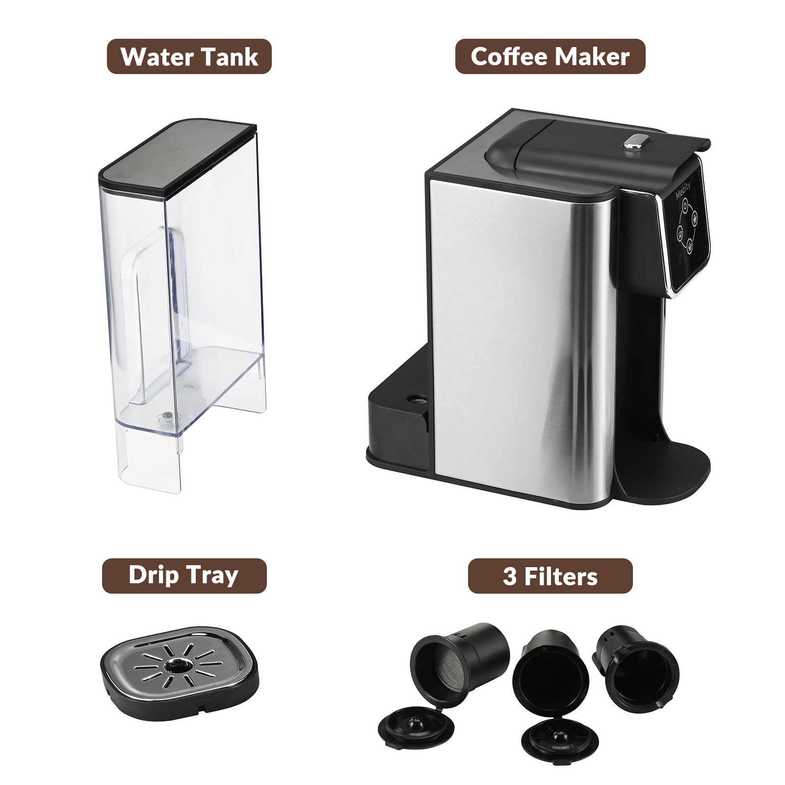 Mecity 3-in-1 Single Serve Coffee Maker, Black photo 8