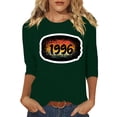 thumbnail image 2 of HOMBOM T-Shirts for Women 3/4 Sleeve Summer Graphic Tees Graphic Green Retro 1996 Print Crew Neck Ladies Tops Basic, 2 of 4