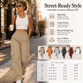 thumbnail image 2 of YUTK Women High Waisted Dress Work Pants Long Straight Leg Office Business Casual Trousers Yoga Pants with Pockets Wine L, 2 of 8