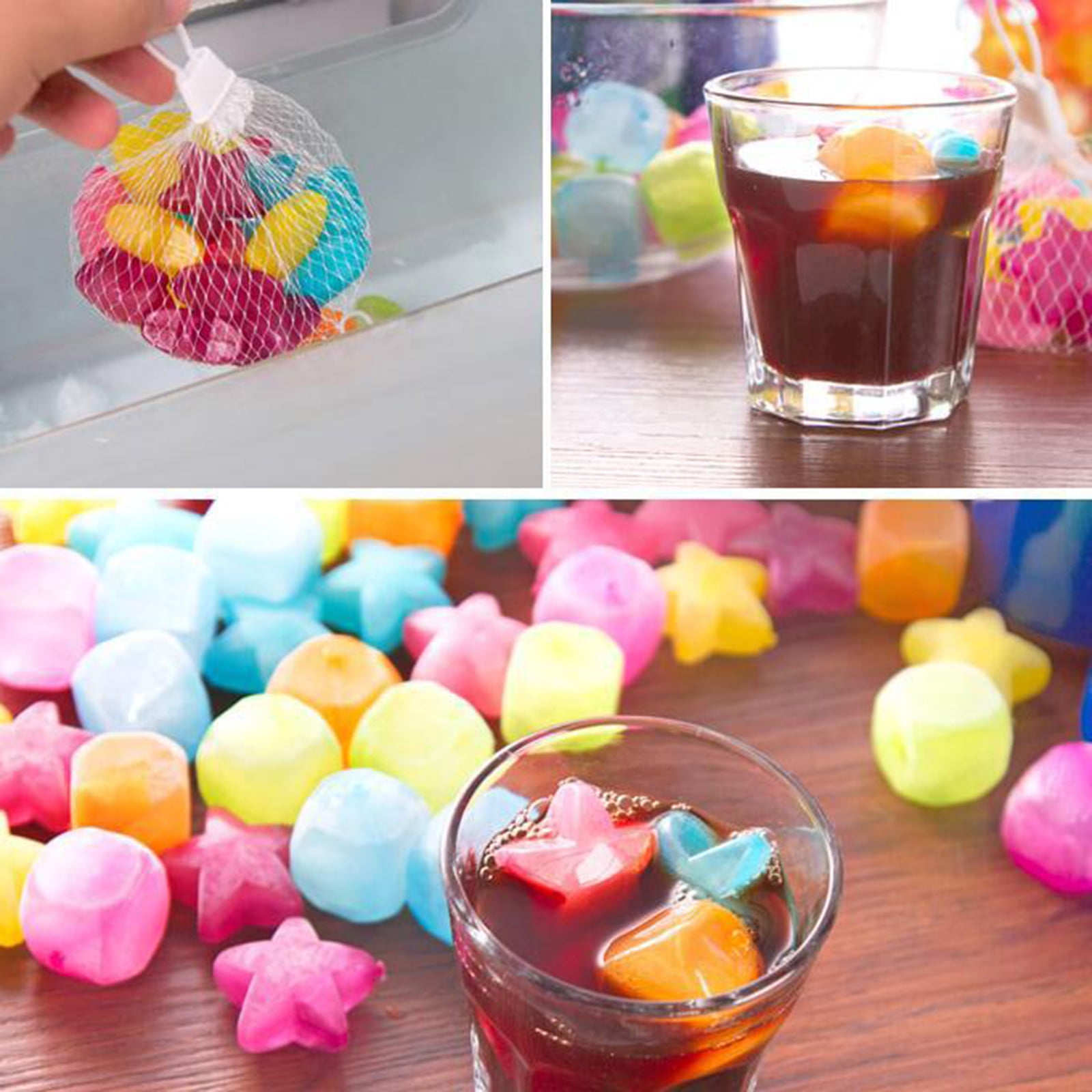 Hapy Shop 40 Pack Reusable Plastic Ice Cubes Star Shape for Drinks