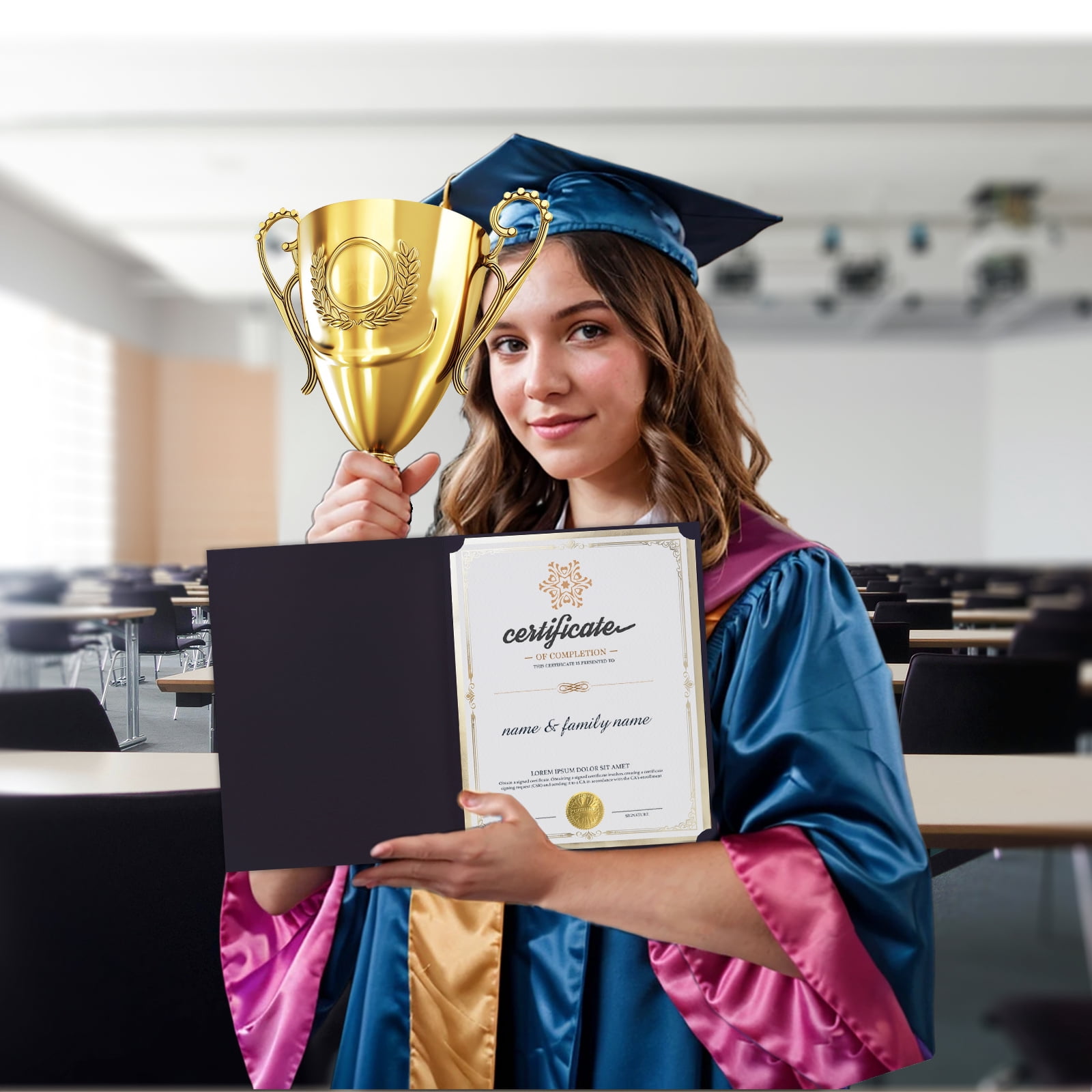 75 Pcs Certificate Paper Kit, 25 Gold foil Border Award Certificate Holders & 25 pcs 8.5x11 Inches Certificate Paper & 25 Certificate Seals Stickers for Graduation Diploma, Award Accomplishment.