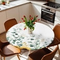 thumbnail image 3 of Sunflower Fitted Tablecloth with Elastic Edged, Round Table Cloth for Dining Table, Yellow Floral Pastoral Botanical Leaves Waterproof Oil Proof Table Cover for Indoor Outdoor 36"-44", 3 of 8