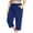 Blue, variant on Womens Plus Size Capris with Pockets- Summer Soft Baggy Casual Elastic Waist Cargo Pants White Size L-5XL