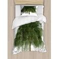 thumbnail image 1 of Willow Tree Duvet Cover Set Twin Size, Weeping Branches with Joyous Leaves Botanical Theme, 2 Piece Bedding Set with 1 Pillow Sham, Dark Green Olive Green and Green Brown, by Ambesonne, 1 of 3