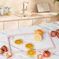 thumbnail image 2 of LANGBOHOS Tempered Glass Cutting Board for Kitchen with Juice Groove, Non-Slip Silicone Edges, Non-Toxic & Dishwasher Safe Glass Cutting Board with Hanging Hole(Pink), 2 of 6