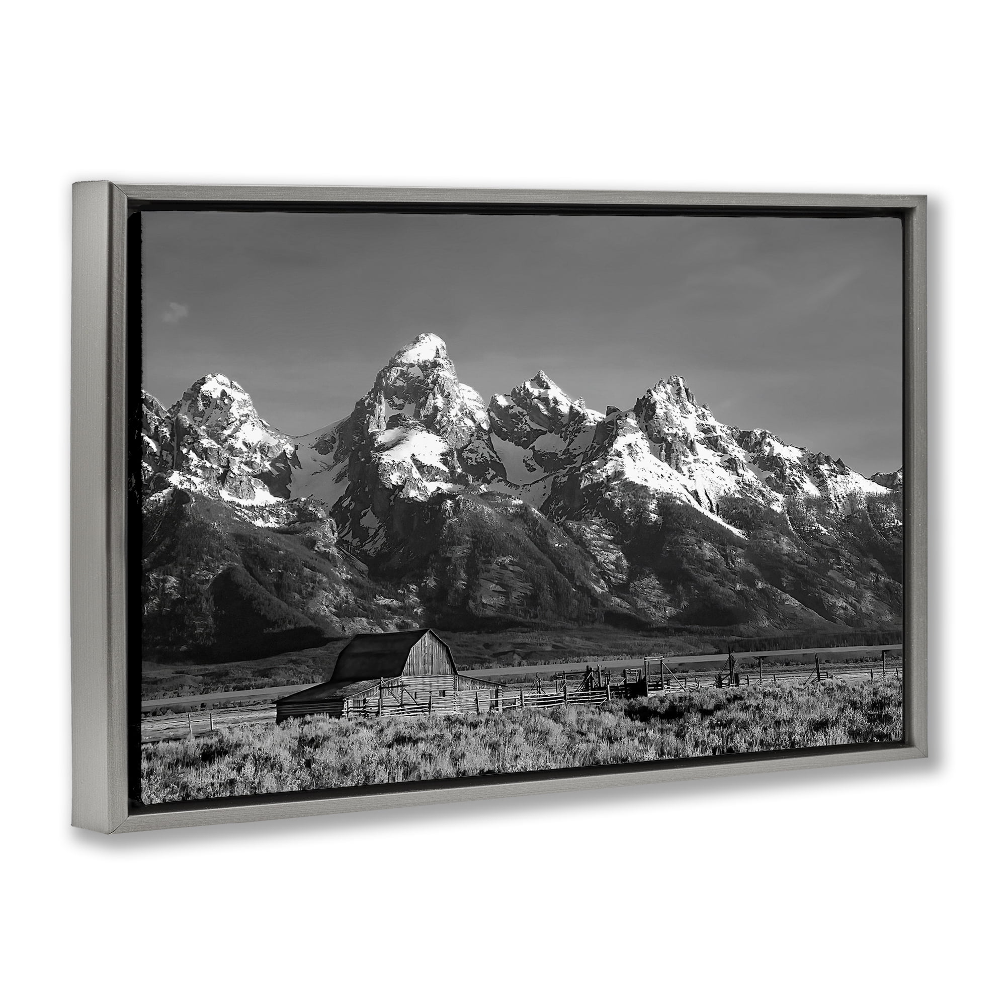 Stupell Industries John Moulton Barn Landscape Gray Framed Floater Canvas Wall Art, design by Steve Toole
