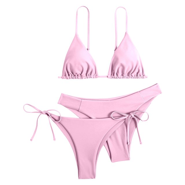 DGMIOCS Women's Ruffled Bikini Tummy Control Bikini Set Pink M