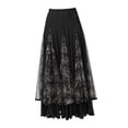 thumbnail image 4 of Falda de baile de salón para mujer, falda española, ropa, vestido de fiesta, falda de danza del vientre Talla L Negro, 4 of 8
