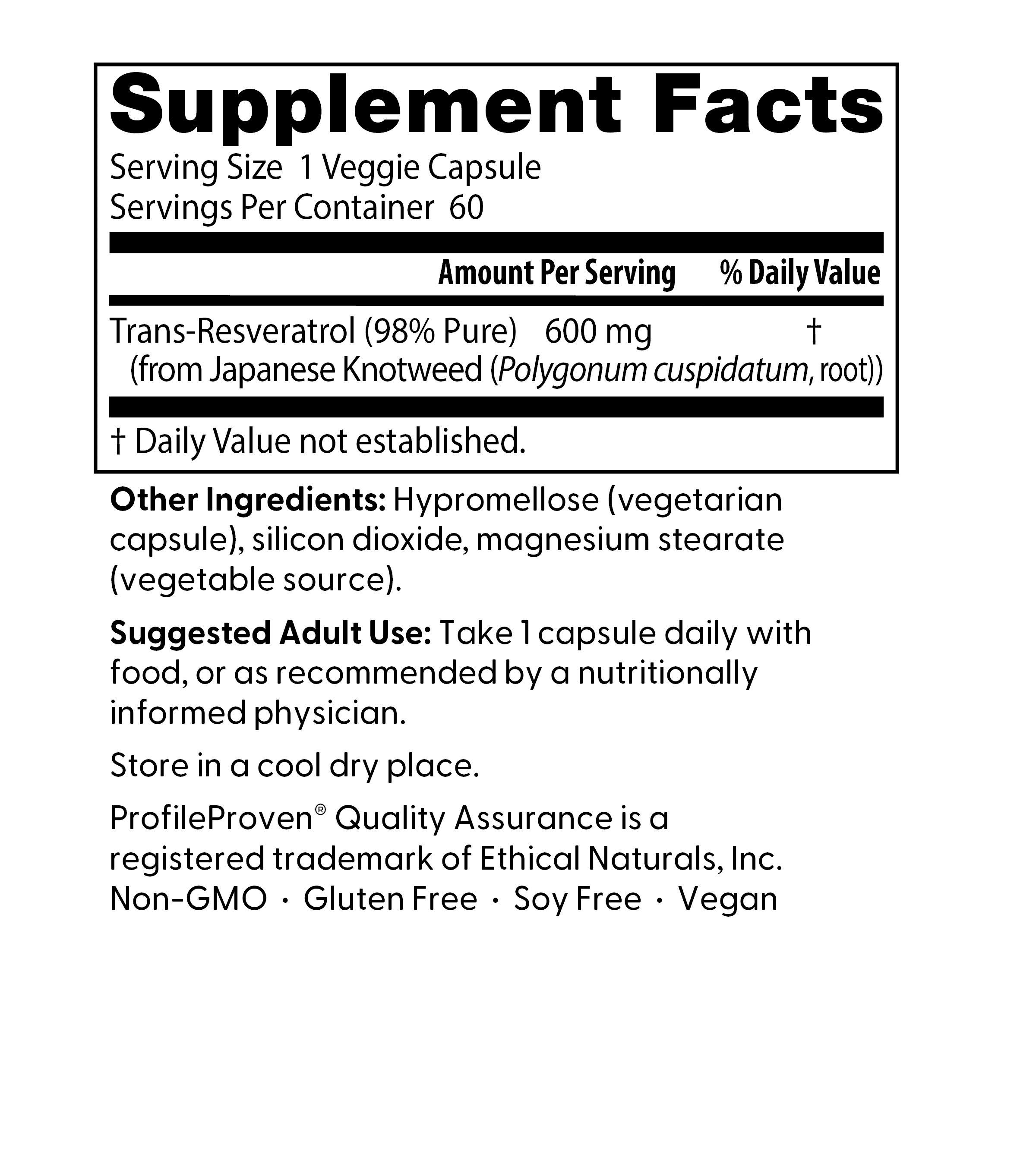 Doctor's Best Trans-Resveratrol 600, 600 mg, 60 Veggie Caps