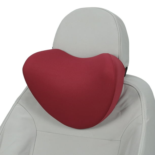 Almohada para reposacabezas de automóvil Unique Bargains Almohada de soporte para cuello ergonómica y cómoda Poliéster, Espuma de Memoria Ancho ajustable Rojo Vino 1 Pc para conducción y viaje