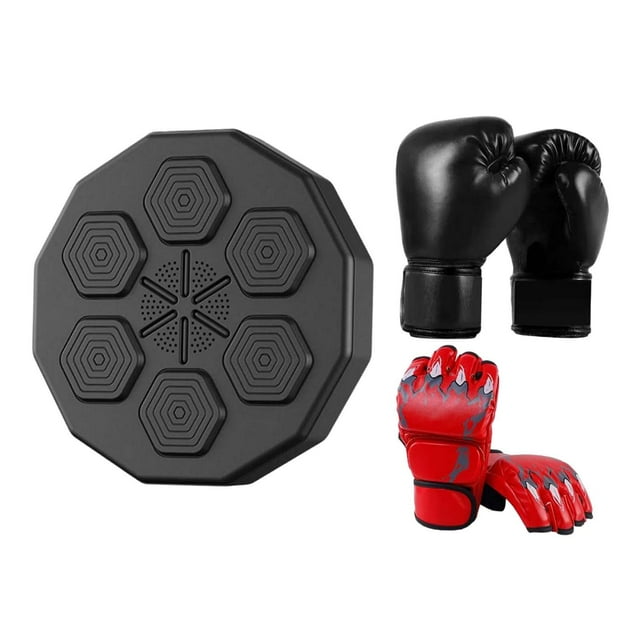 S SERENABLE Boxing Machine Boxing Trainer Household with 2 Pair Gloves Punching Pad Electronic Music Boxing Wall Target for Home Practice Red Tiger Claw