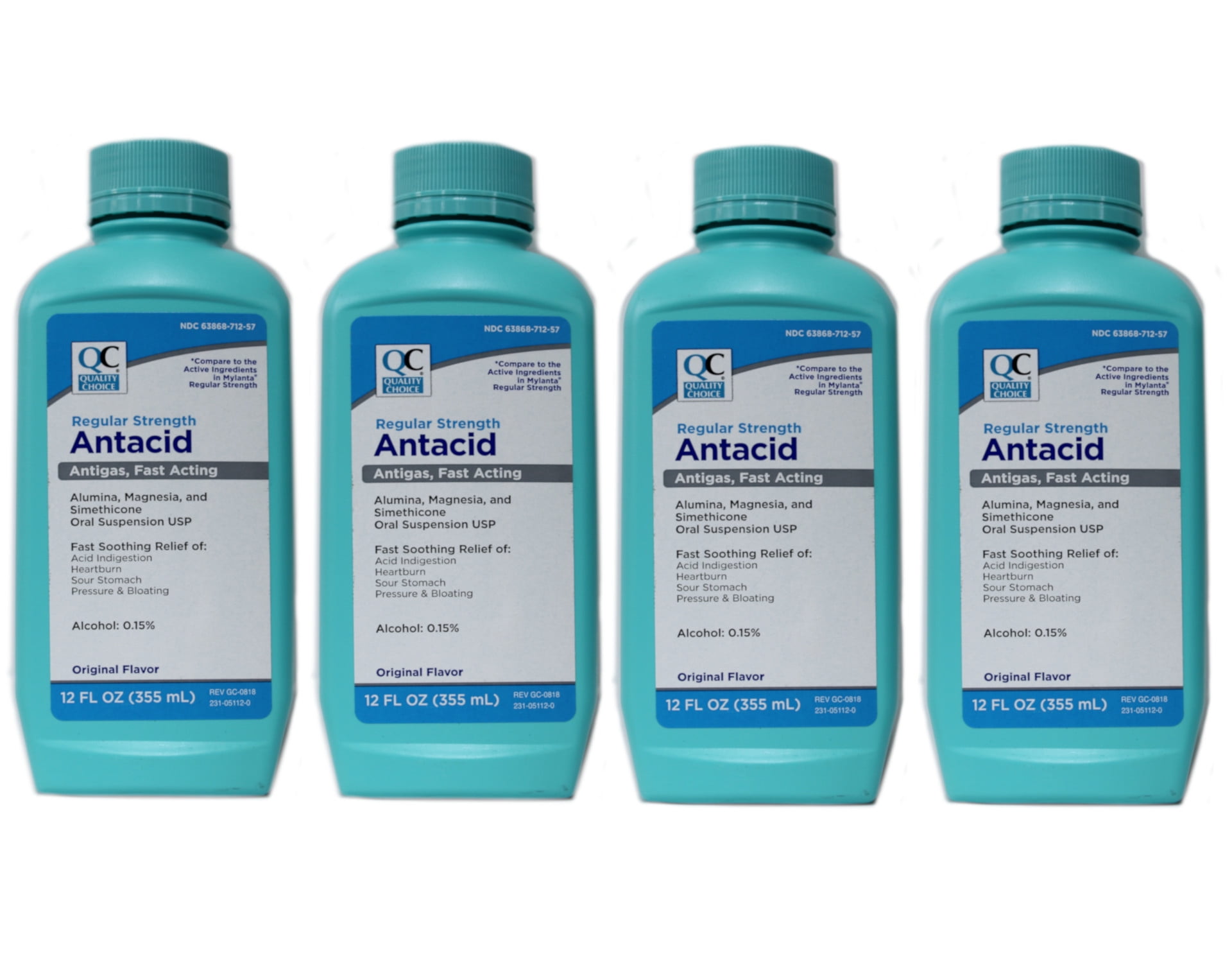 4 Pack Quality Choice Antacid Regular Strength Mylanta Antigas 12 Oz Each