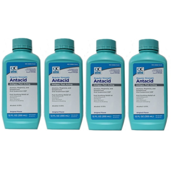 4 Pack Quality Choice Antacid Regular Strength (Compare to Mylanta)  Antigas 12 Oz Each
