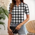 thumbnail image 2 of Trgacdwlo Plaid Womens Golf Polo Shirt Collared V Neck Women Short Sleeve Tops Summer Vintage Womens Polo Shirts White M, 2 of 5