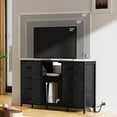 thumbnail image 3 of 8 Drawer Dresser, 52"W TV Dressers for Bedroom, TV Stand for 65" TVs with Power Outlets LED Lights, Fabric Chest of Drawers Storage Organizer - Black, 3 of 8